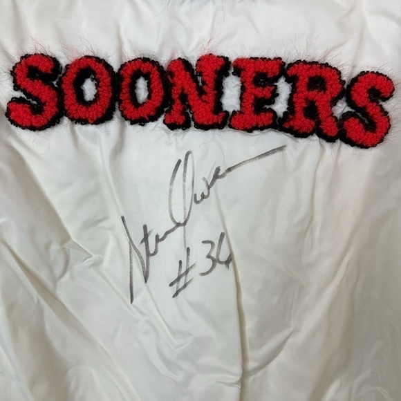 Vintage Oklahoma Sooners Steve Owens Signed White Jacket Size Large - Picture 7 of 10